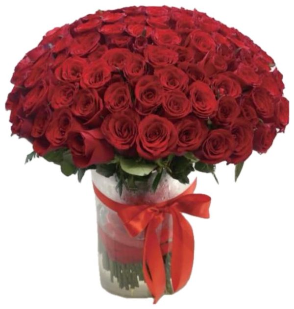 101 Red Roses With Vase