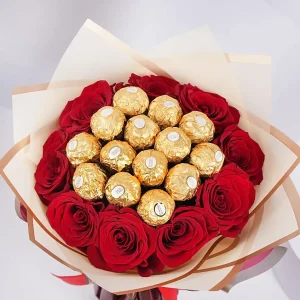 11 Premium Red Roses + Ferrero Rocher Chocolates