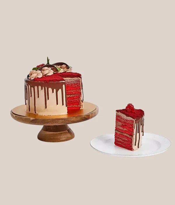 1 Kg Chocolate Red Velvet Cake with 50 Roses Arrangement In A Vase - Image 3