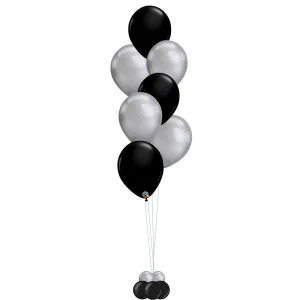 6 Black and Grey Helium Filled Latex Balloons