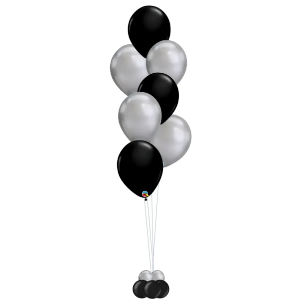 6 Black and Grey Helium Filled Latex Balloons