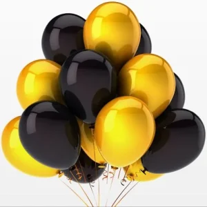 Gold and Black Latex Helium Balloons